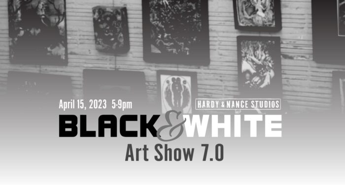 banner for black white art show